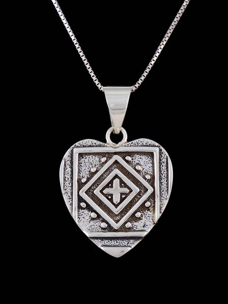 Native American White Buffalo Inlay Reversible Heart Pendant