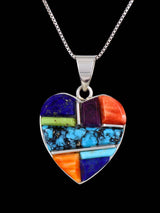 Native American Cobblestone Inlay Reversible Heart Pendant