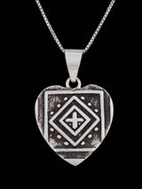 Native American Cobblestone Inlay Reversible Heart Pendant
