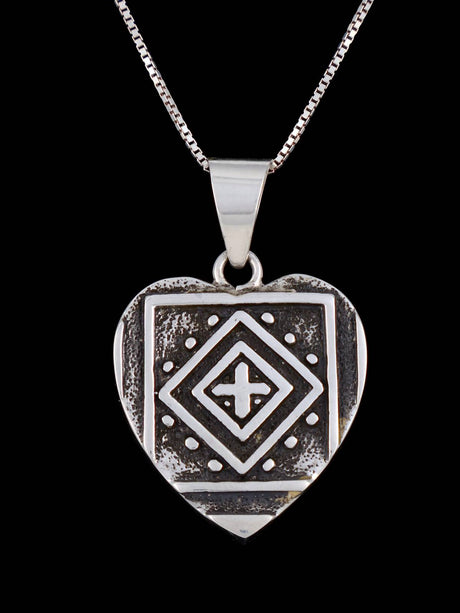 Native American Cobblestone Inlay Reversible Heart Pendant