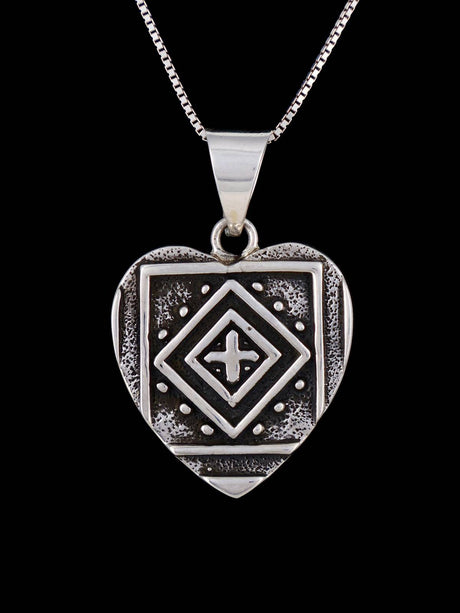 Native American Wooden Inlay Reversible Heart Pendant