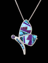 Navajo Sterling Silver Butterfly Inlay Pendant