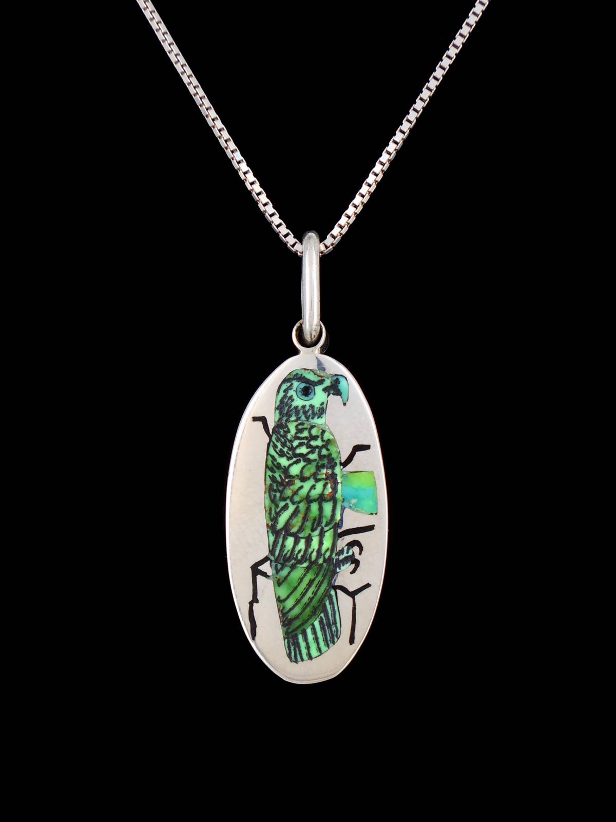 Native American Jewelry Carico Lake Turquoise Eagle Inlay Pendant