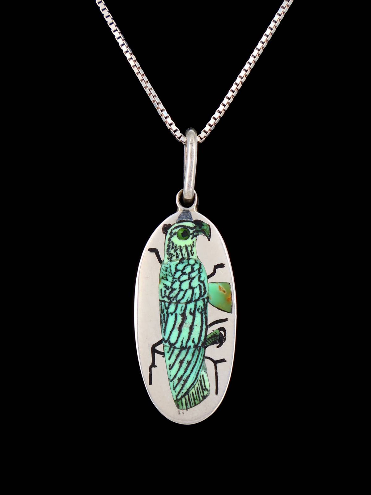 Native American Jewelry Carico Lake Turquoise Eagle Inlay Pendant