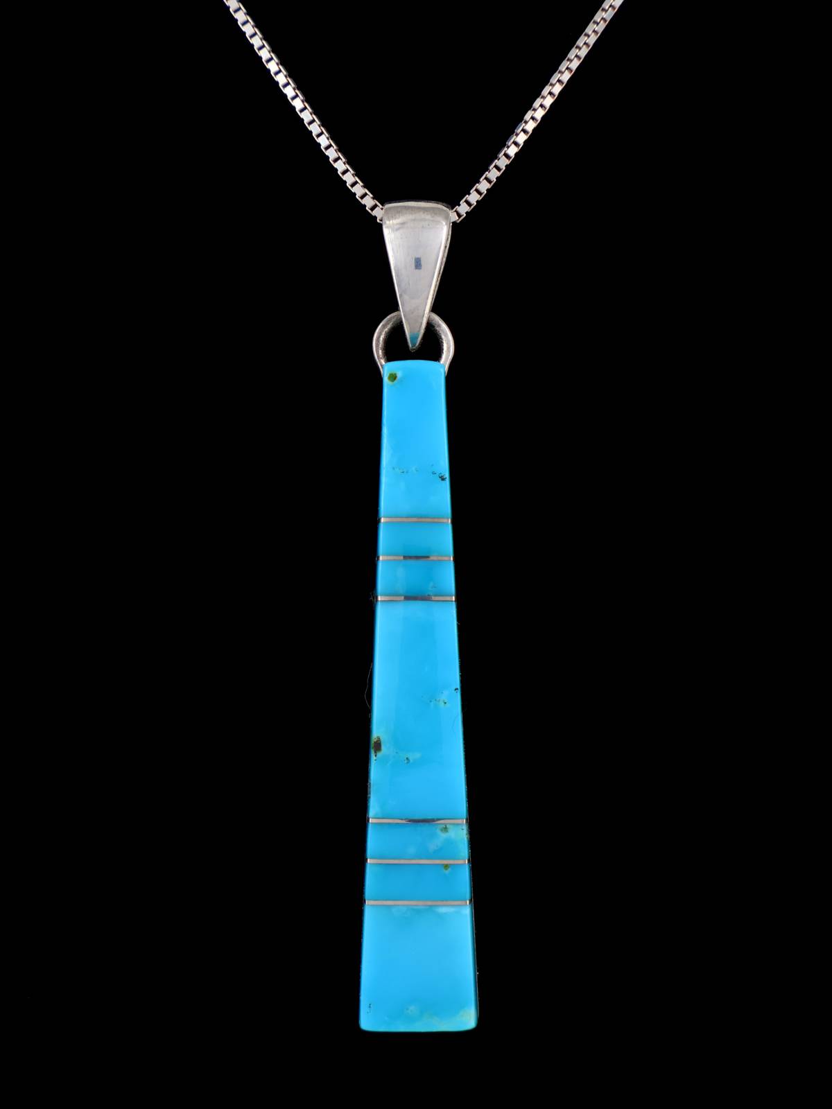 Pendentif amérindien en argent sterling avec incrustation Zuni
