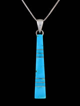 Pendentif amérindien en argent sterling avec incrustation Zuni