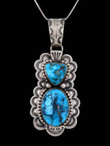 Navajo Blue Gem Turquoise Sterling Silver Pendant