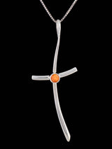 Native American Jewelry Sterling Silver Spiny Oyster Cross Pendant