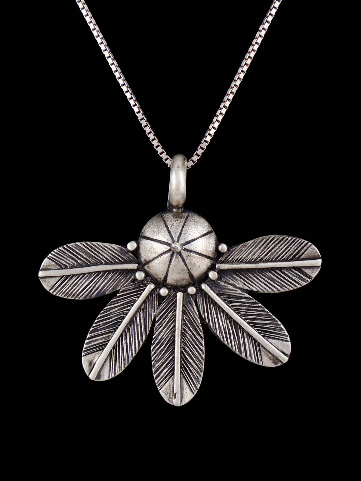 Native American Jewelry Sterling Silver Feather Pendant