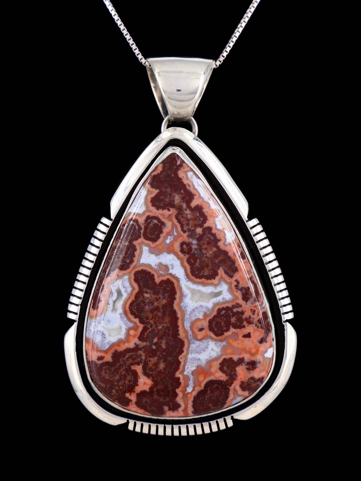 Colgante de ágata de encaje loco de plata de ley navajo