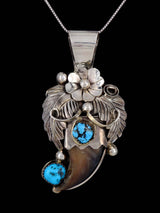 Navajo Sterling Silver Turquoise Claw Pendant