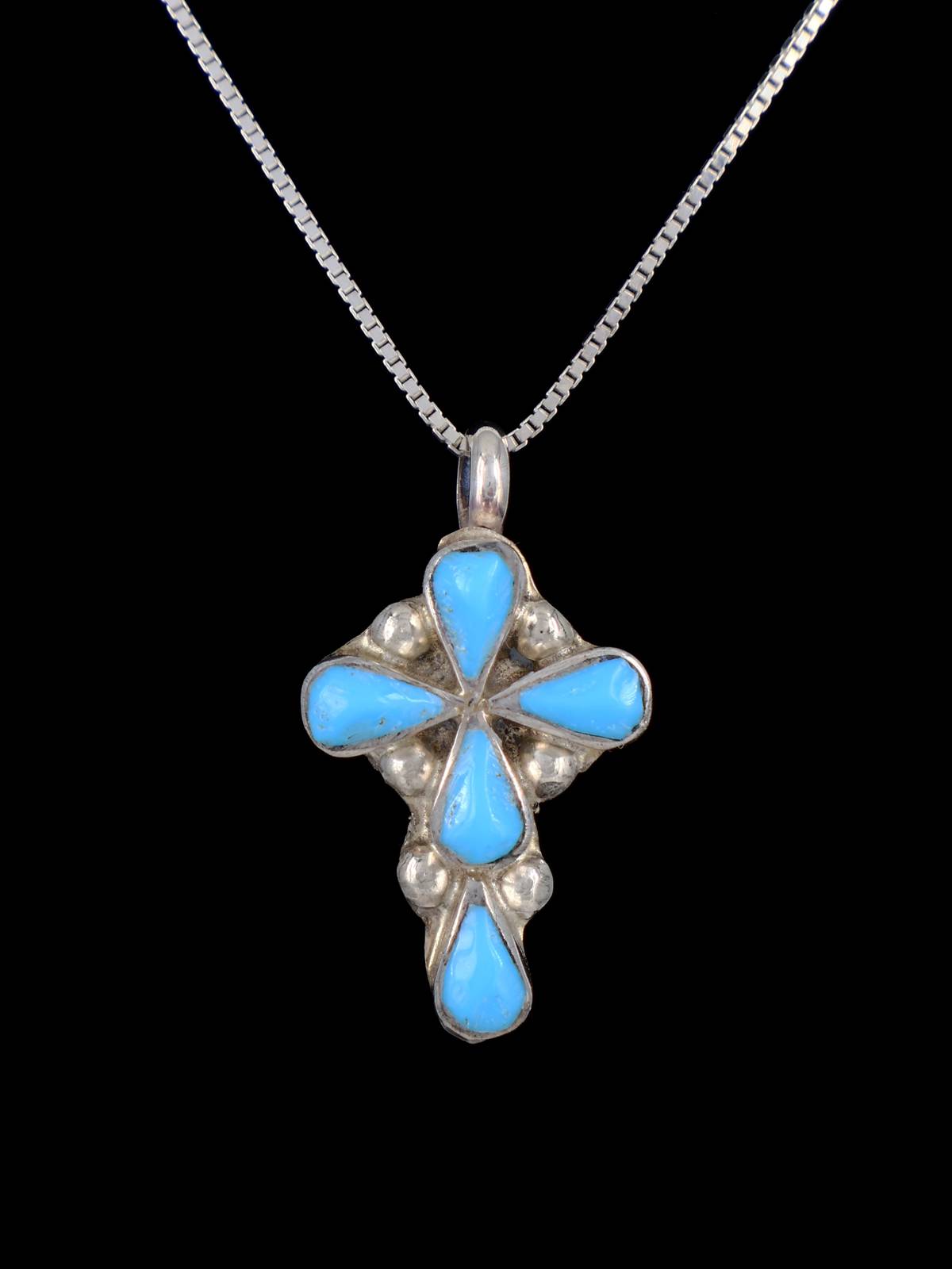 Pendentif collier croix Zuni en argent sterling