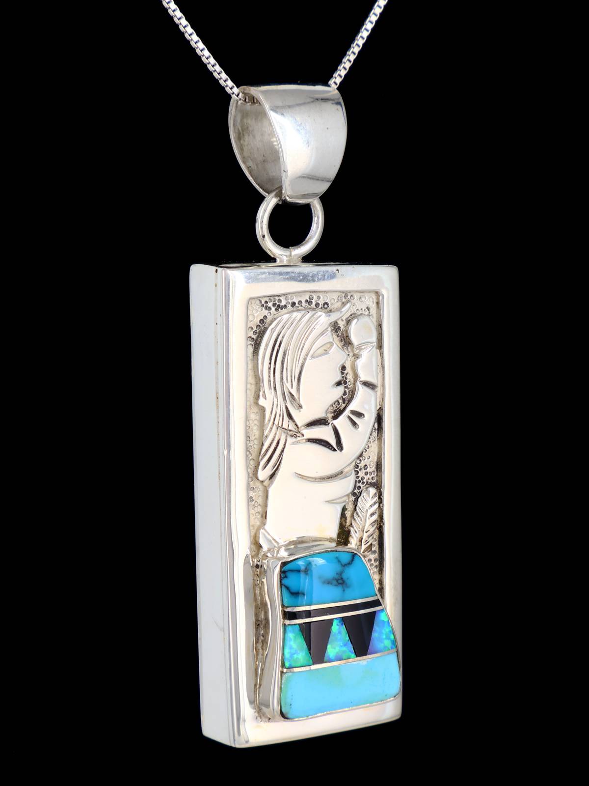Pendentif en argent sterling avec superposition de chevaux Navajo