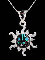 Native American Night Sky Inlay Sun Pendant