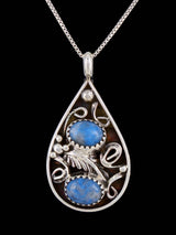 Navajo Jewelry Sterling Silver Denim Lapis Sculpted Pendant