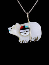 Mother of Pearl Zuni Bear Fetish Pendant