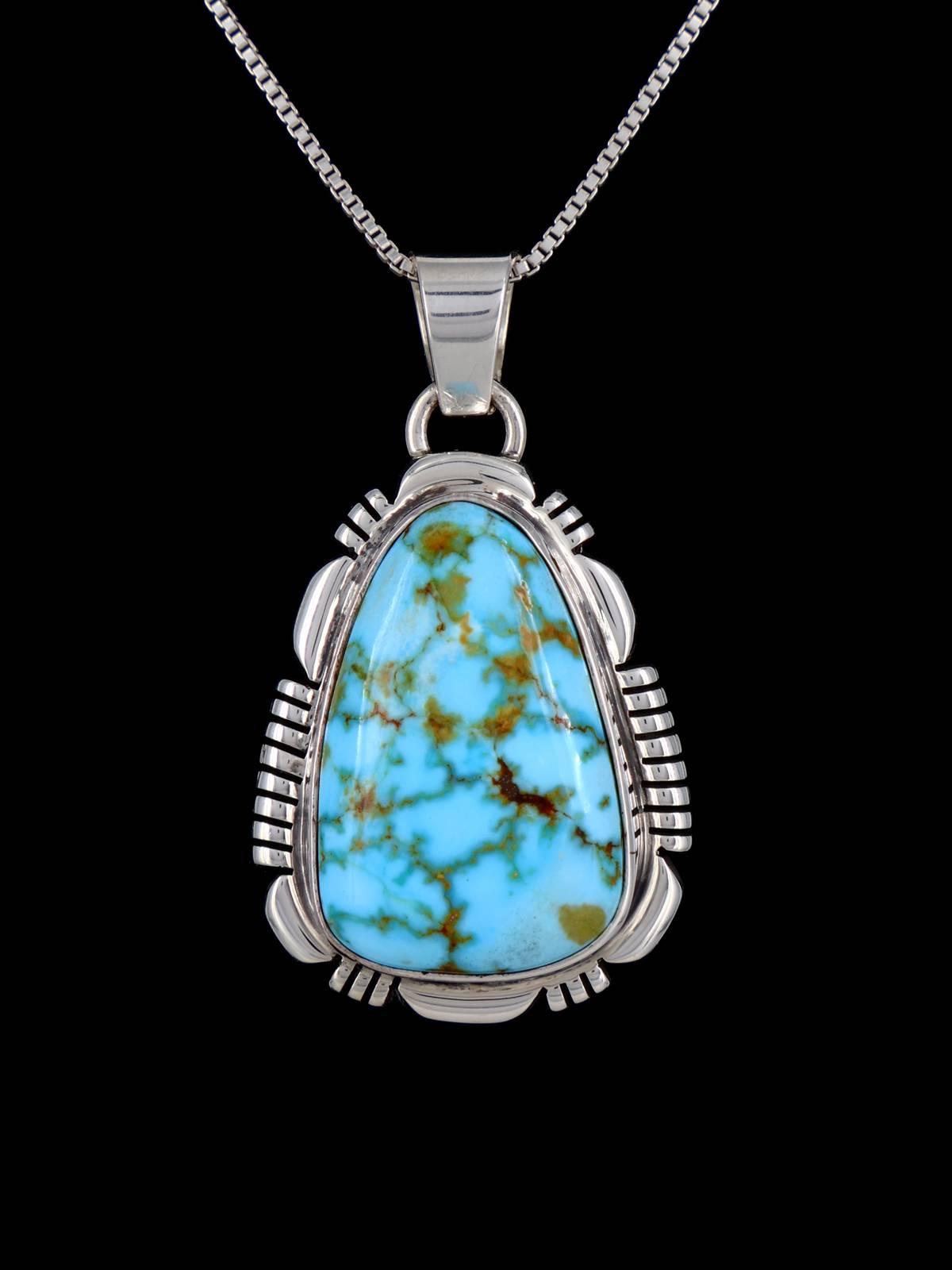 Joyería nativa americana Kingman colgante de plata de ley turquesa