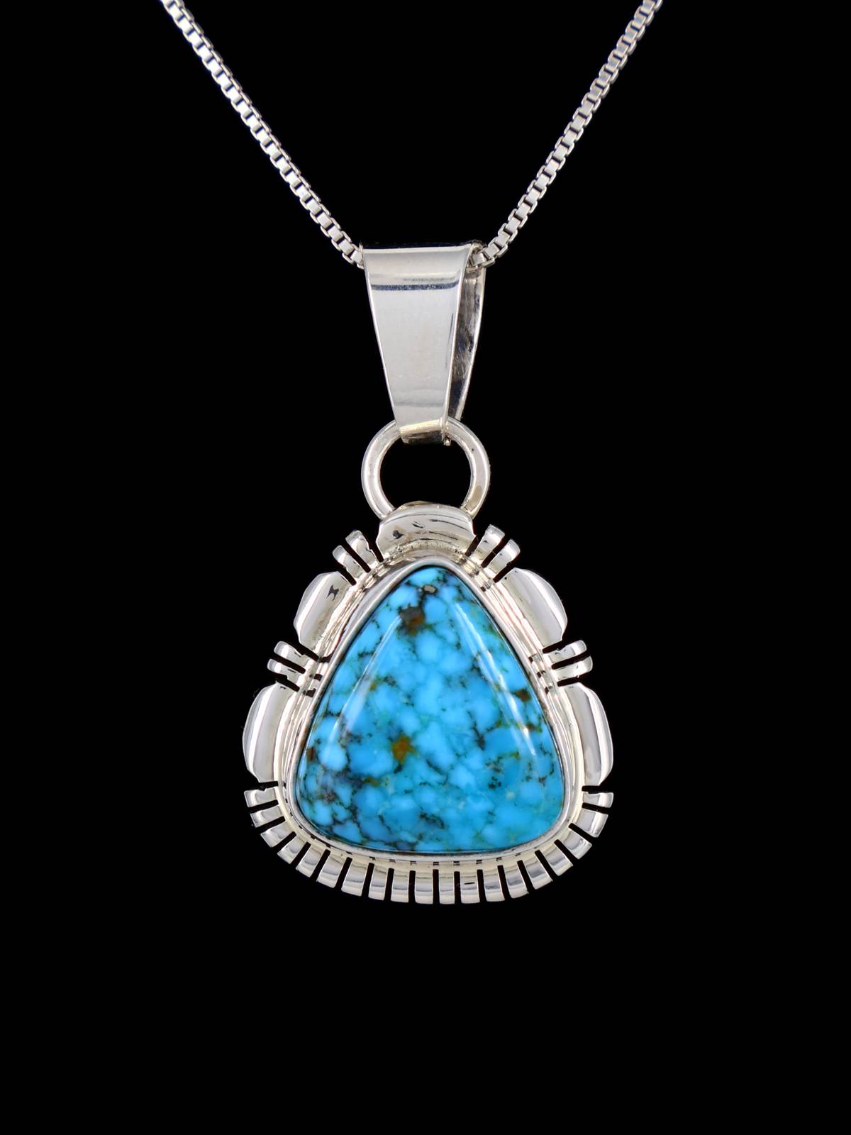 Kingman Turquoise Navajo Sterling Silver Pendant