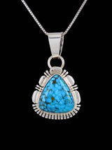 Kingman Turquoise Navajo Sterling Silver Pendant