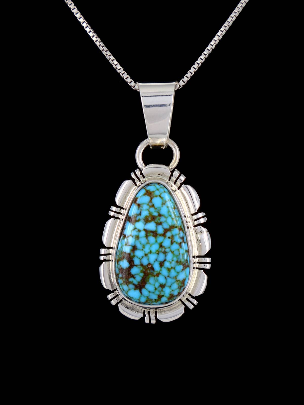Kingman Turquoise Navajo Sterling Silver Pendant