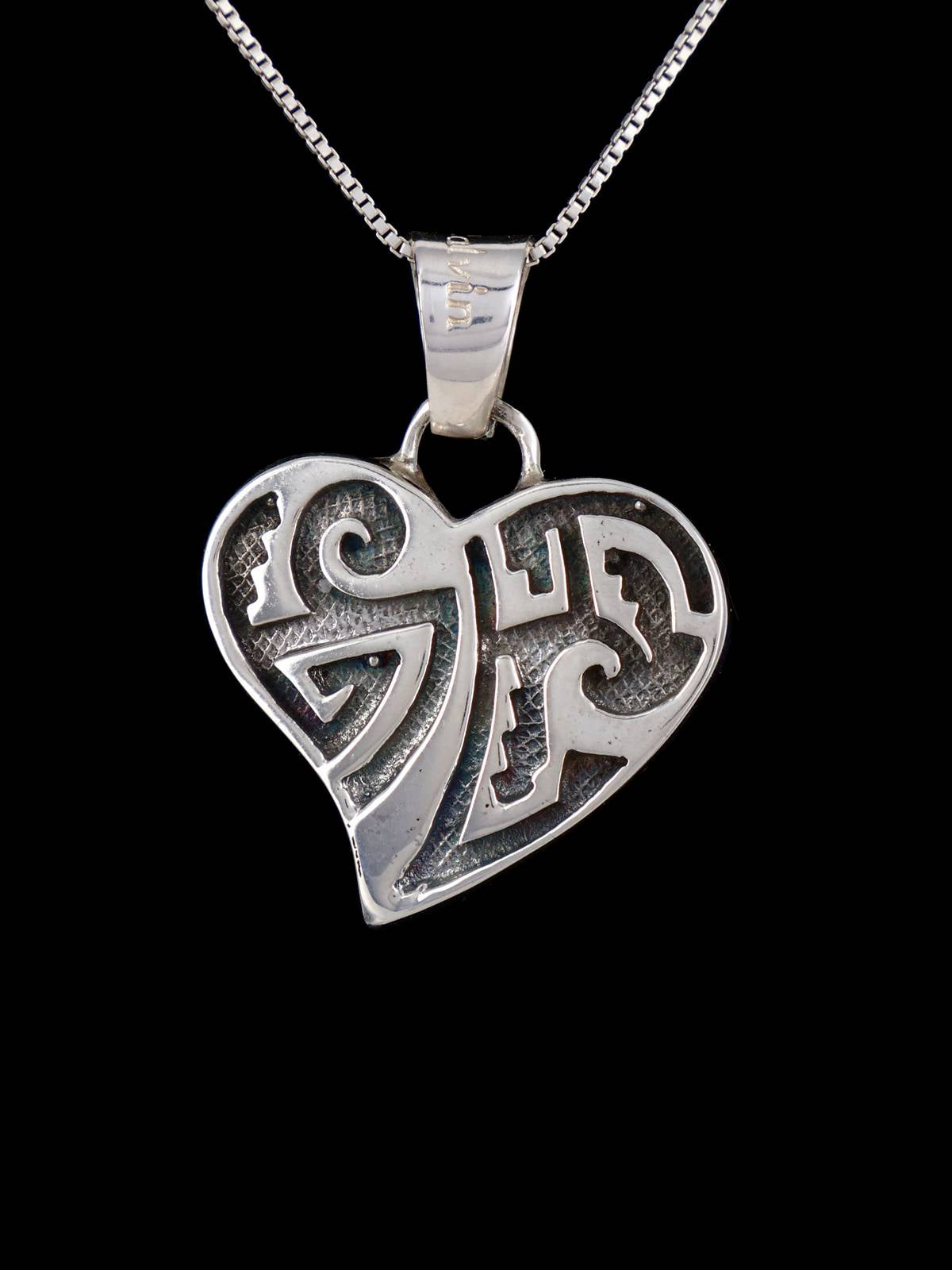 Navajo Cobblestone Inlay Turquoise Sterling Silver Reversible Heart Pendant