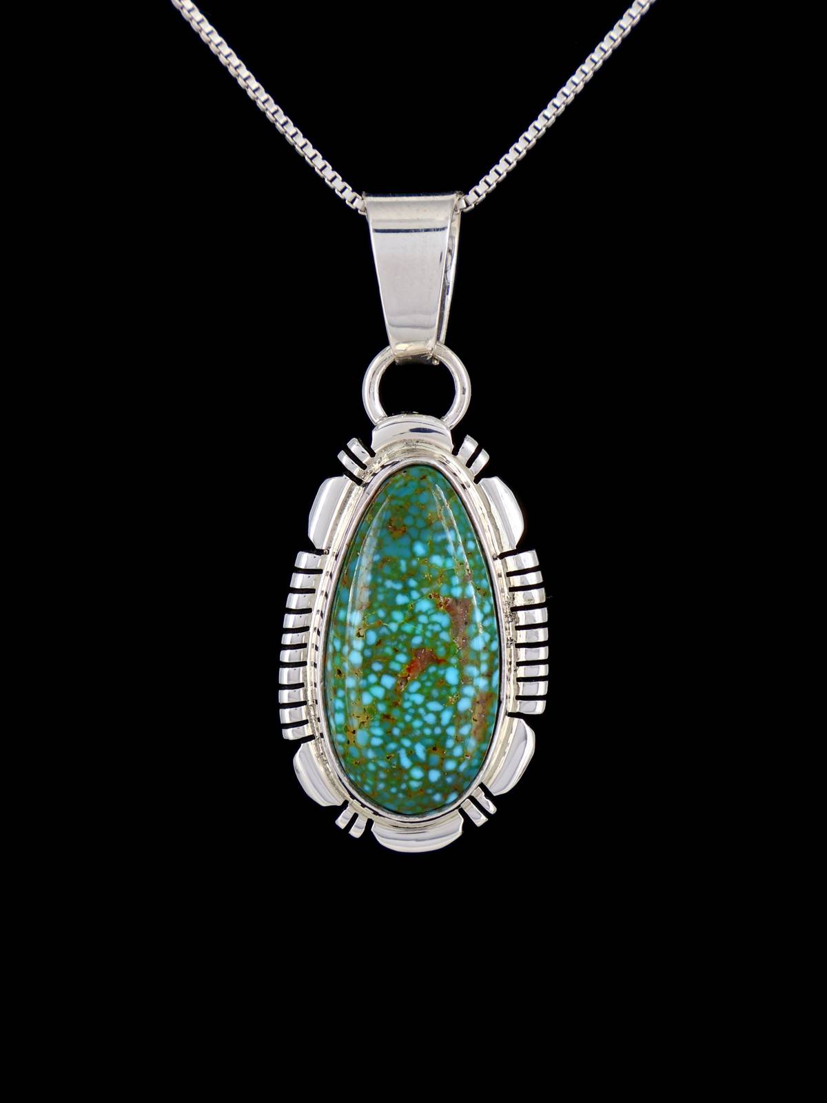 Kingman Turquoise Navajo Sterling Silver Pendant