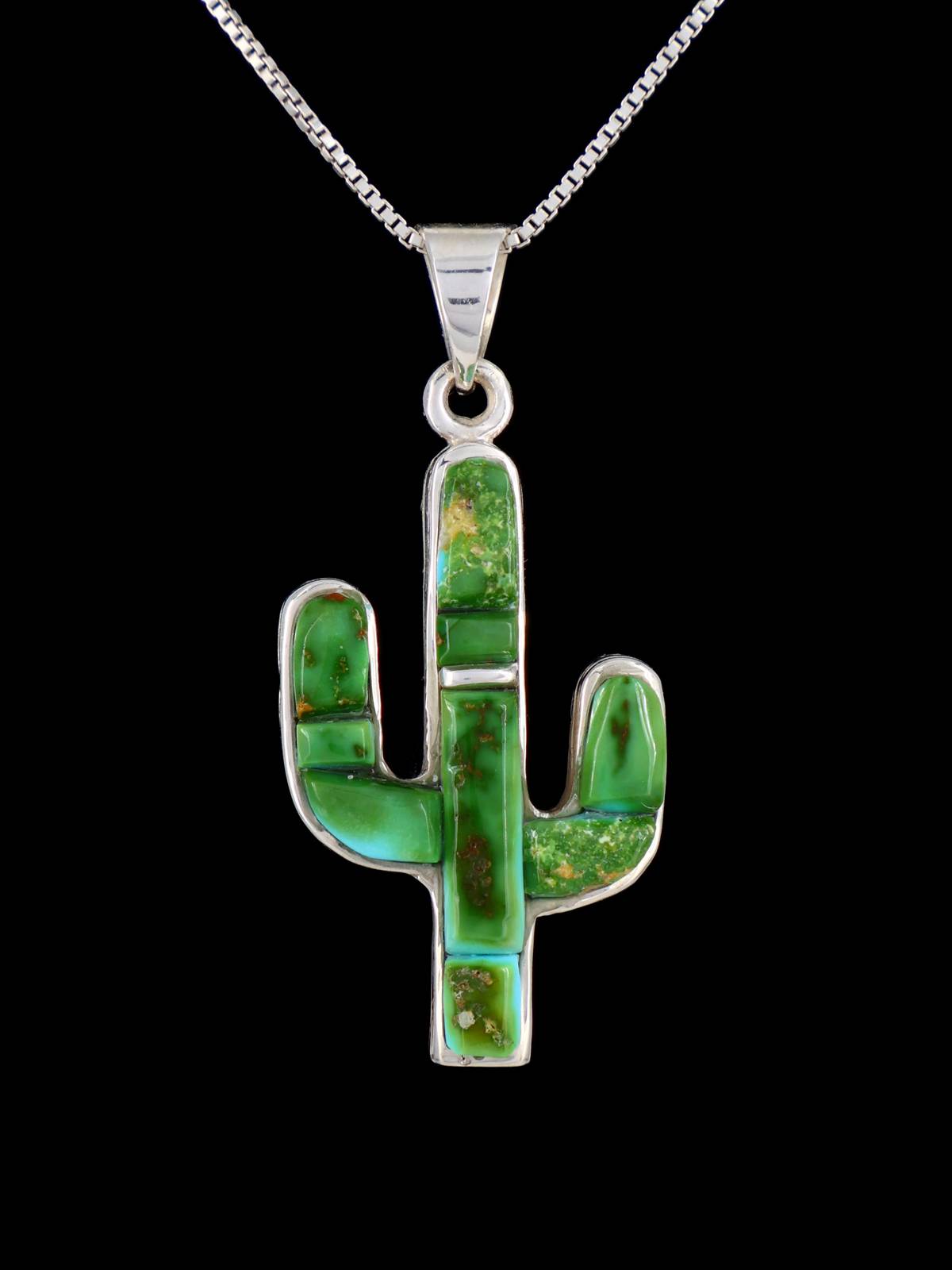 Colgante de cactus con incrustaciones de adoquines turquesa nativo americano