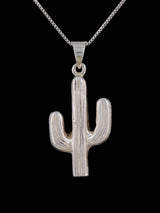 Native American Sonoran Gold Turquoise Cobblestone Inlay Cactus Pendant
