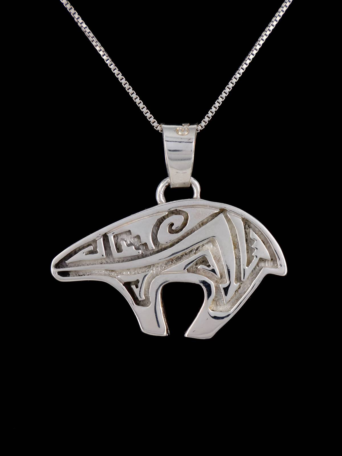 Navajo Reversible Turquoise and Opalite Inlay Bear Pendant