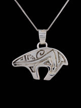 Navajo Reversible Turquoise and Opalite Inlay Bear Pendant