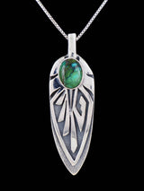 Navajo Sterling Silver Turquoise Feather Pendant