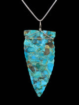 Colgante de punta de flecha turquesa de plata de ley navajo