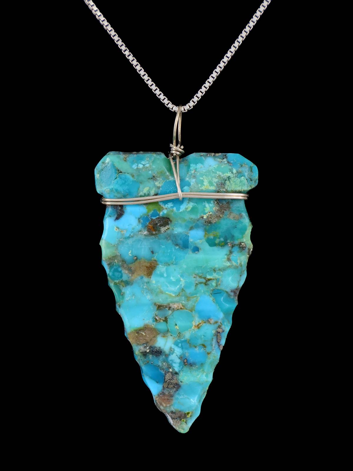 Pendentif tête de flèche turquoise en argent sterling Navajo