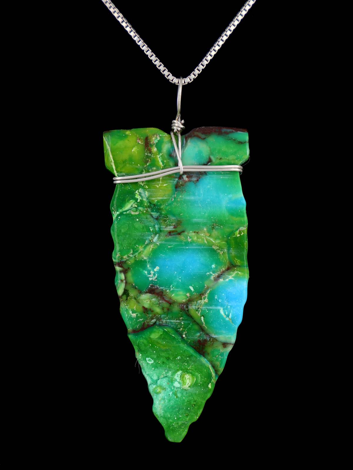 Navajo Sterling Silver Turquoise Arrowhead Pendant