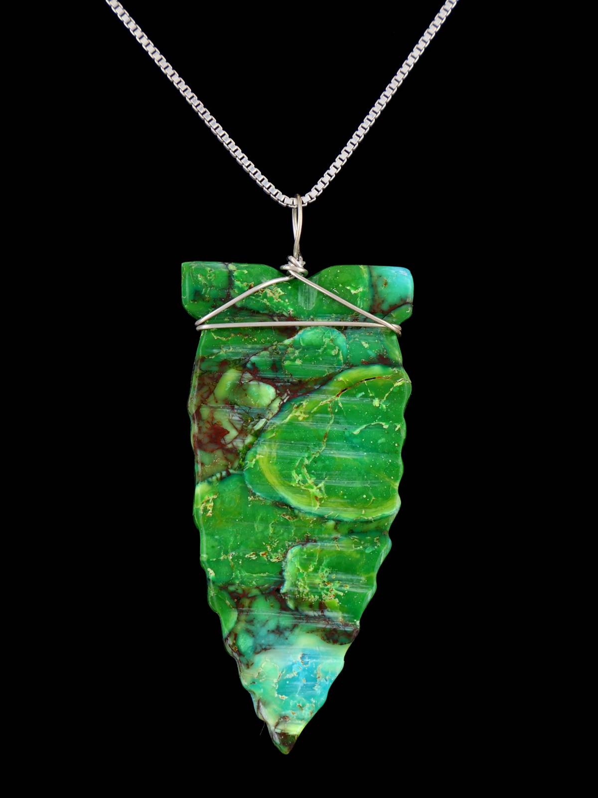 Pendentif tête de flèche turquoise en argent sterling Navajo