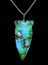 Navajo Sterling Silver Turquoise Arrowhead Pendant - PuebloDirect.com