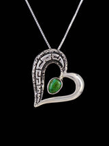 Navajo Sterling Silver Sonoran Gold Turquoise Heart Pendant