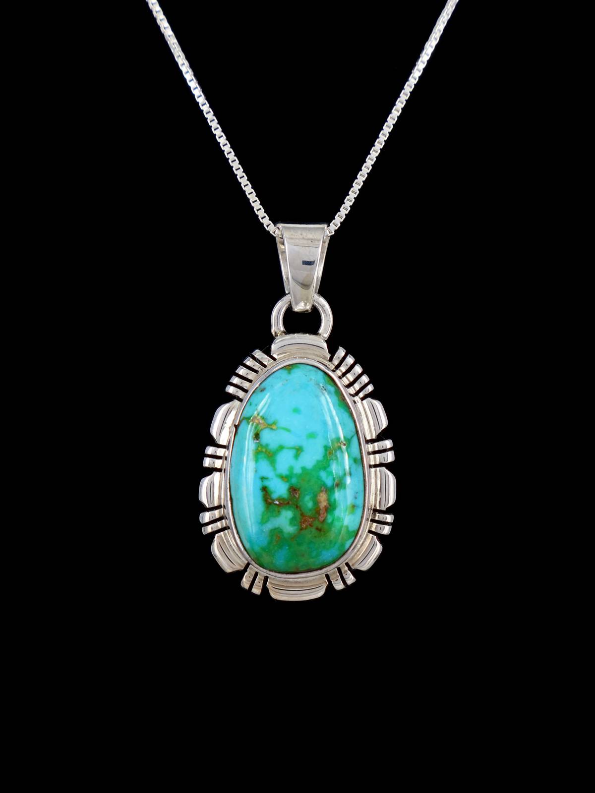 Sonoran Gold Turquoise Navajo Sterling Silver Pendant