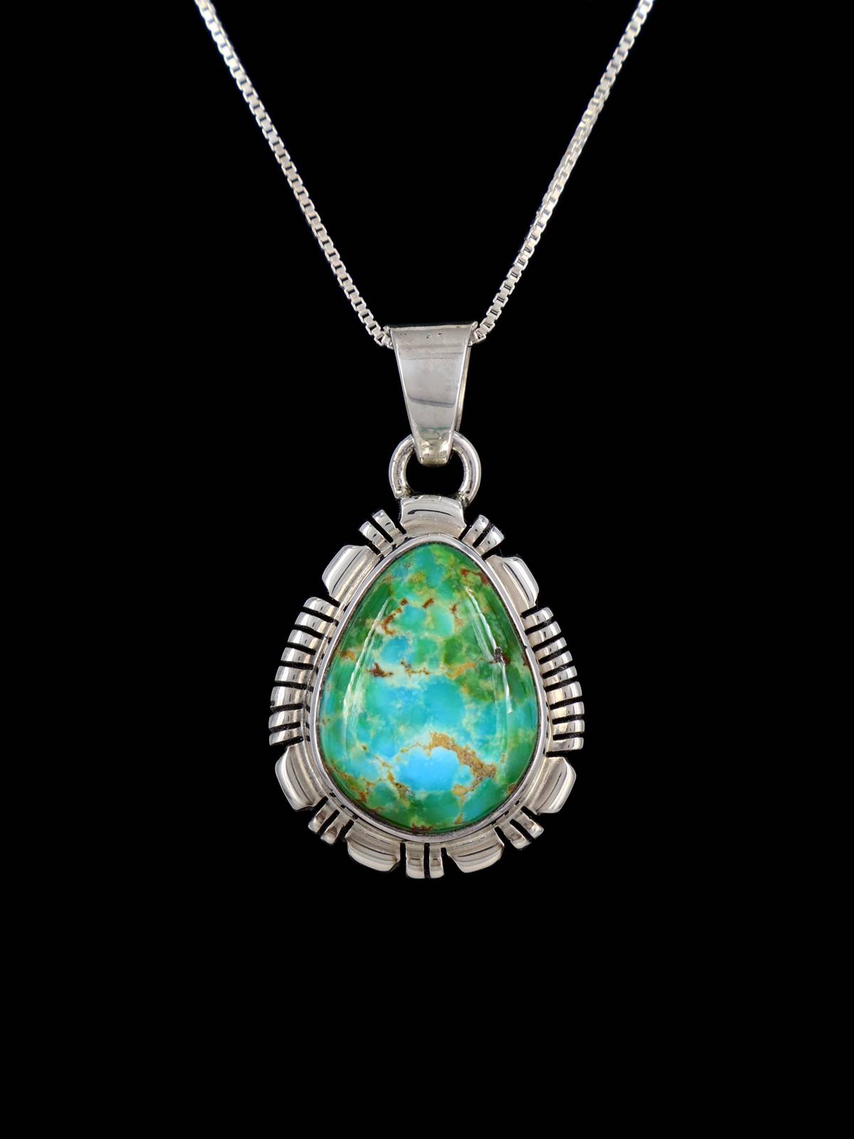 Sonoran Gold Turquoise Navajo Sterling Silver Pendant
