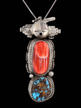 Colgante Kachina turquesa de plata de ley nativo americano