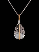 Native American Sterling Silver and 12kt Gold Feather Pendant