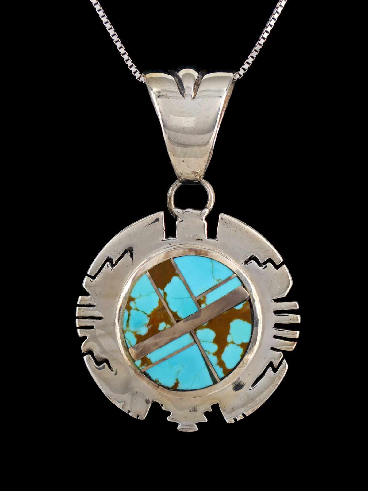 Colgante de cruz con incrustaciones de piedras múltiples Navajo