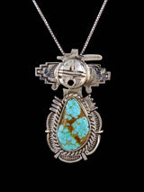 Native American Sterling Silver Turquoise Kachina Pendant