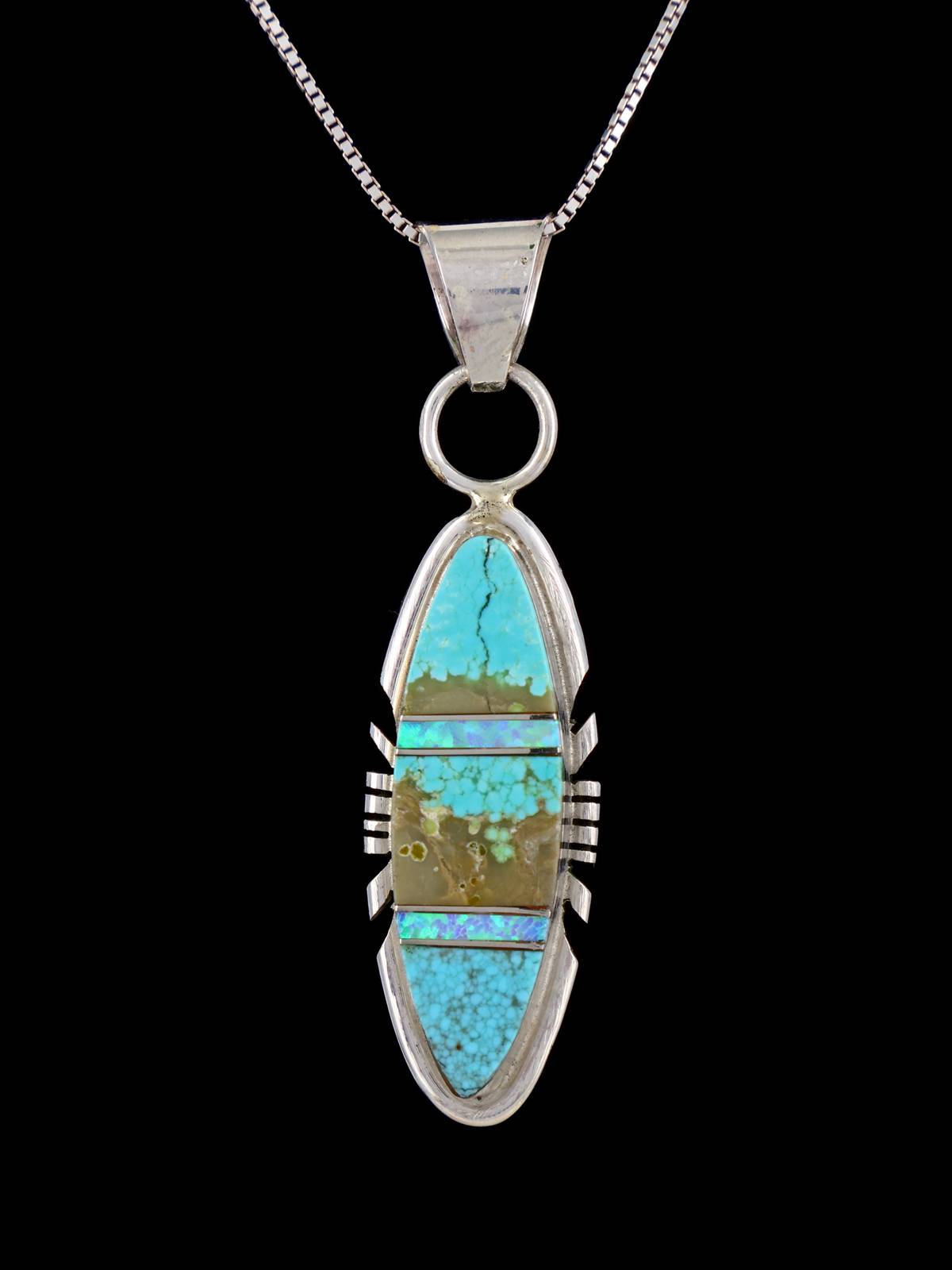 Pendentif en mosaïque d’huître épineuse et d’incrustation Navajo turquoise