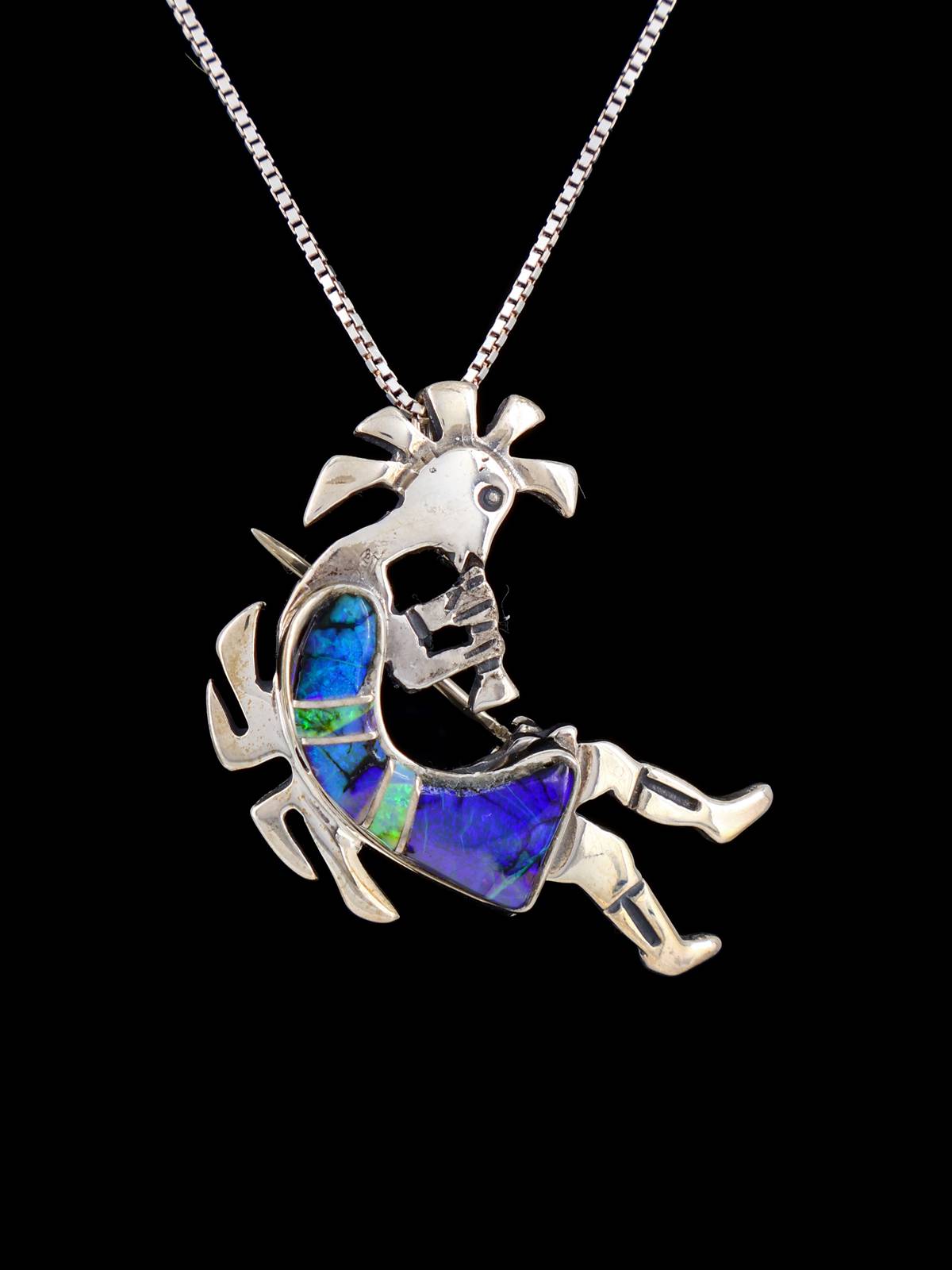 Native American Monarch Opal Inlay Kokopelli Pin/Pendant