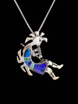 Native American Monarch Opal Inlay Kokopelli Pin/Pendant