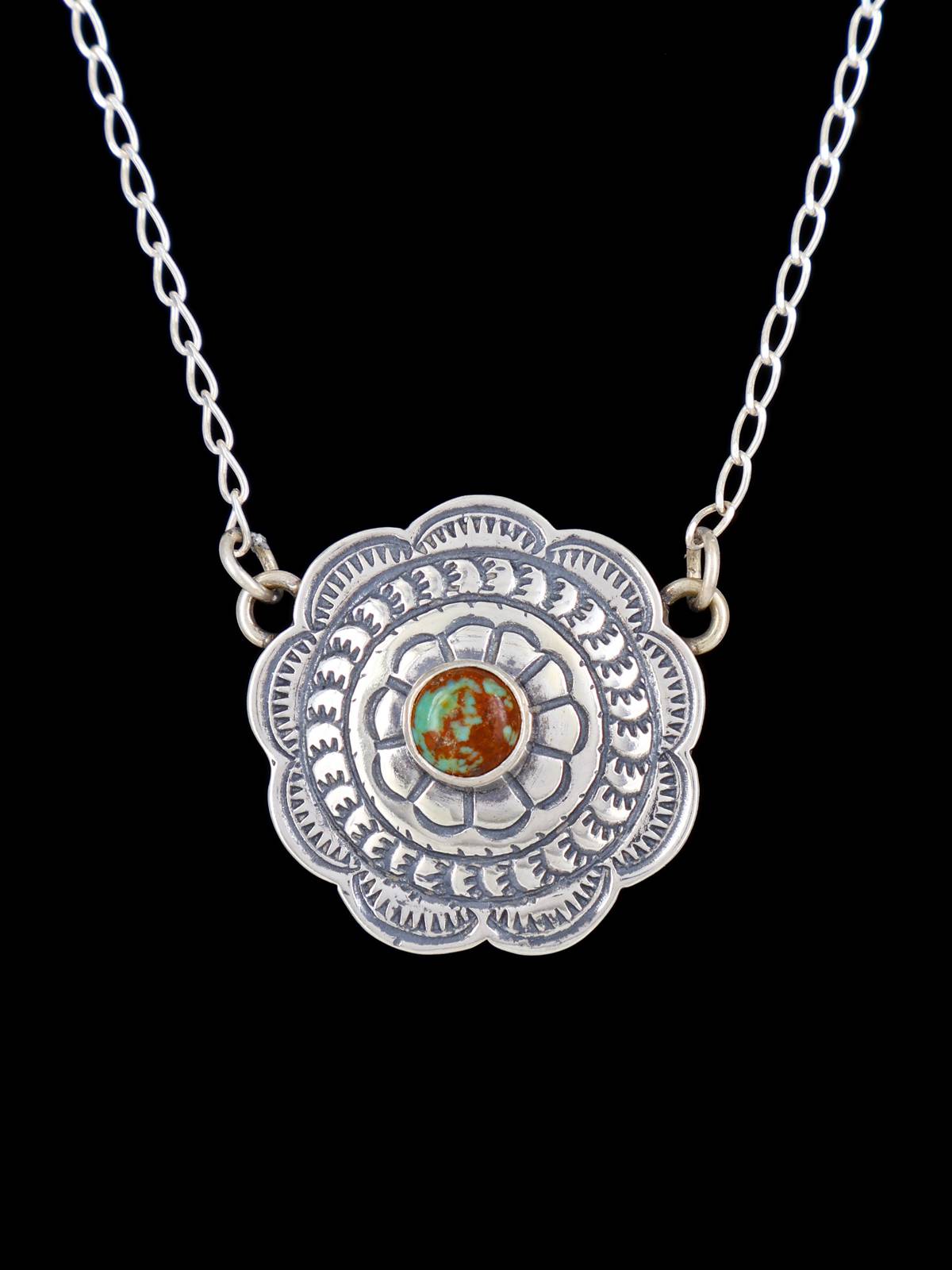 Navajo Sterling Silver Turquoise Link Necklace