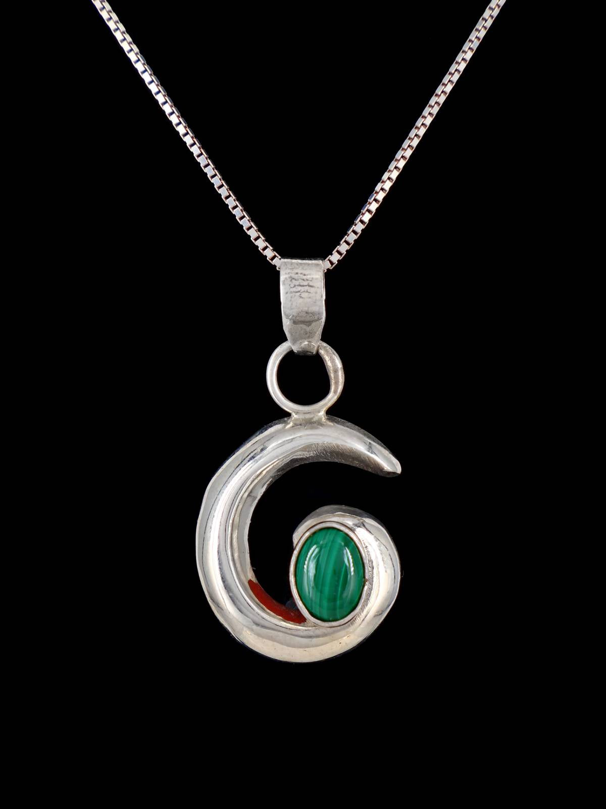Pendentif tourbillon en argent sterling Malachite Navajo