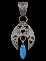 Vintage Navajo Opalite Sterling Silver Pueblo Pendant
