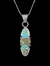 Colgante con incrustaciones de mosaico de ostras espinosas y navajo turquesa